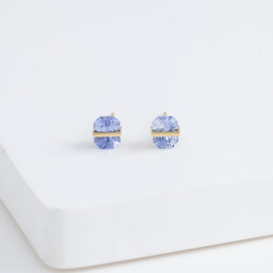 Band icy blue sapphire studs