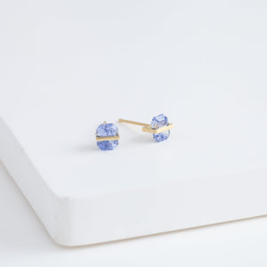 Band icy blue sapphire studs