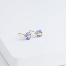 Load image into Gallery viewer, Band icy blue sapphire studs
