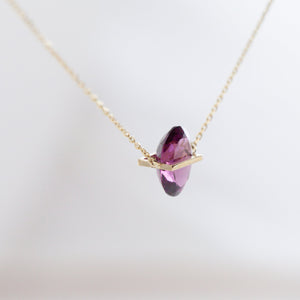 Band one-of-a-kind oval grape garnet necklace