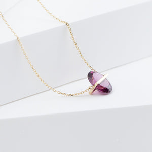 Band one-of-a-kind oval grape garnet necklace