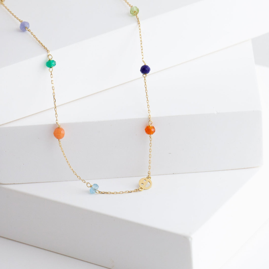 Multicolor stone smiley necklace