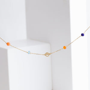 Multicolor stone smiley necklace