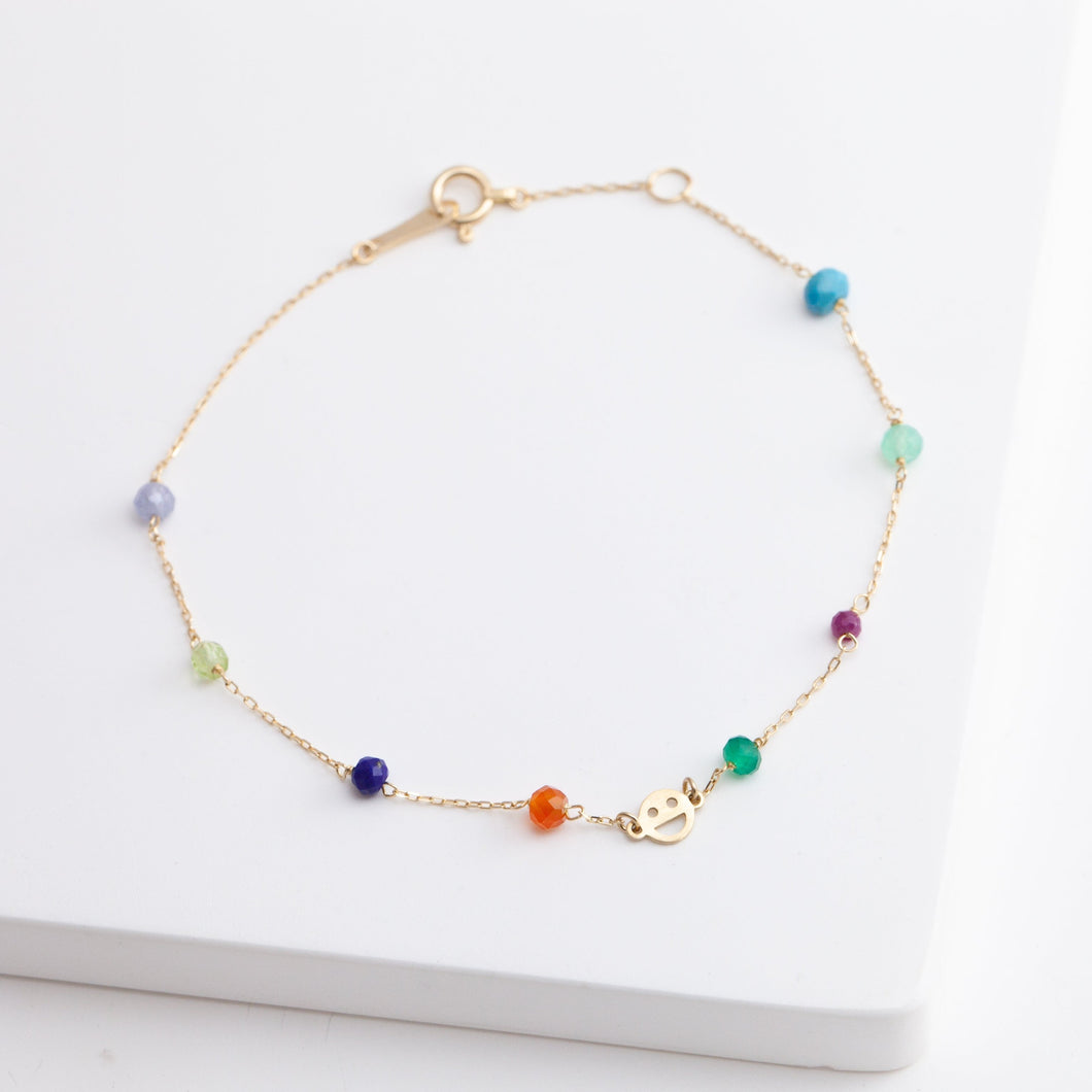 Multicolor stone smiley bracelet