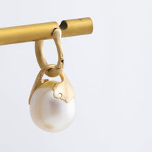 Load image into Gallery viewer, Platy white south sea pearl hoop earrings
