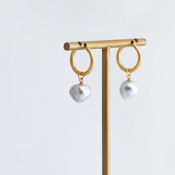 Akoya pearl hoop earrings