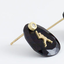 Load image into Gallery viewer, Baseball MVP onyx diamond earrings
