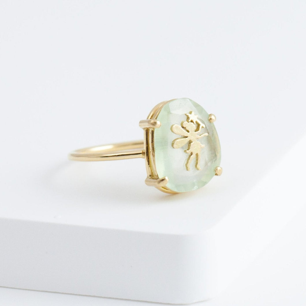 Tinkerbell prehnite ring