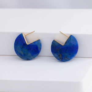 Slice lapis lazuli mini special cut earrings [limited edition]