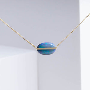 Band one-of-a-kind black opal necklace