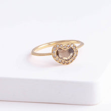Load image into Gallery viewer, One-of-a-kind pebble brown diamond slice ring
