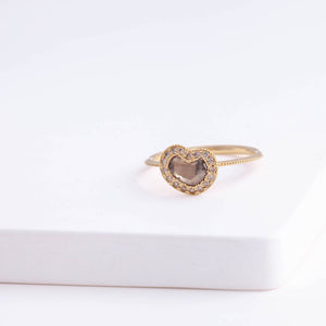 One-of-a-kind pebble brown diamond slice ring