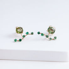 Load image into Gallery viewer, Rich Fairy green sapphire and emerald earrings
