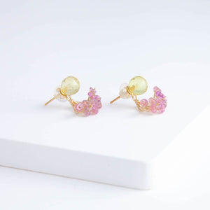 Fairy lemon quartz and pink sapphire earrings