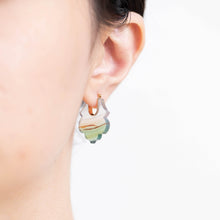 Load image into Gallery viewer, Crest colorful landscape agate Lotus earrings
