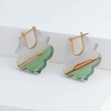 Load image into Gallery viewer, Crest colorful landscape agate Lotus earrings
