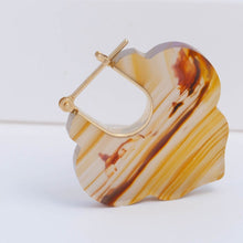 Load image into Gallery viewer, Crest sepia landscape agate Morrocan earrings
