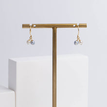 Load image into Gallery viewer, Baby Akoya pearl double pearl hook earrings

