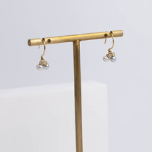 Load image into Gallery viewer, Baby Akoya pearl double pearl hook diamond earrings
