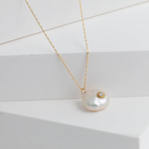 Petal and diamond single drop necklace