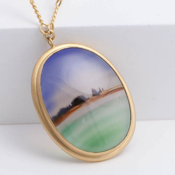 One-of-a-kind landscape agate twist chain necklace