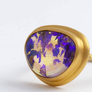 One of a kind opalized wood ring