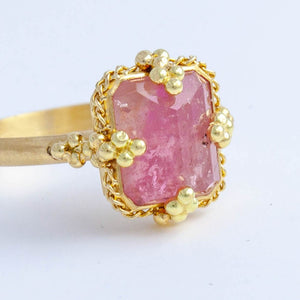 One-of-a-kind rectangular pink tourmaline ring