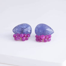 Load image into Gallery viewer, Fairy pear tanzanite and round ruby earrings [Limited Edition]
