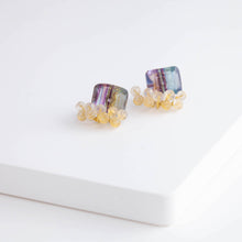 Load image into Gallery viewer, Fairy bi-color fluorite and rose quartz earrings [Limited Edition]
