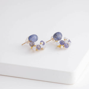 Fairy dumortierite in quartz and mixed stone earrings [Limited Edition]