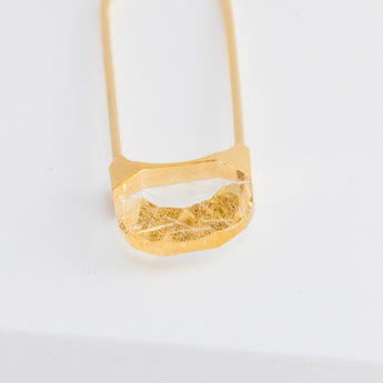 Drop oval rutilated quartz earring - Kolekto 