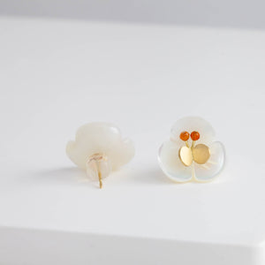 Plum flower carnelian butterfly earrings