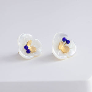 Plum flower lapis lazuli butterfly earrings