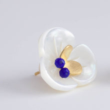 Load image into Gallery viewer, Plum flower lapis lazuli butterfly earrings
