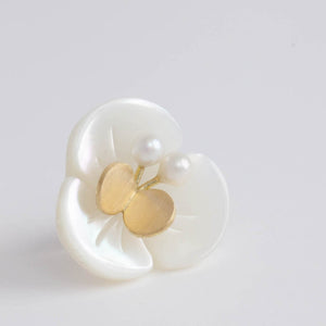 Plum flower pearl butterfly earrings