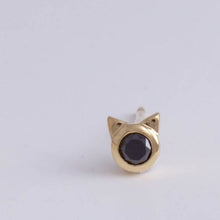 Load image into Gallery viewer, Cat black diamond stud
