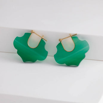 Crest green agate Damask earrings