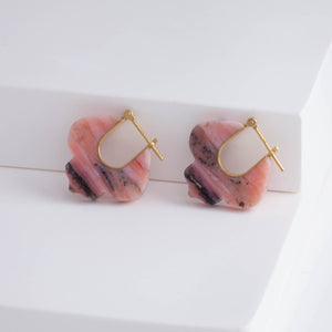 Crest pink opal lily earrings B – limited edition