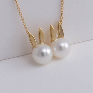 Bunny double pearl necklace