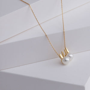 Bunny double pearl necklace