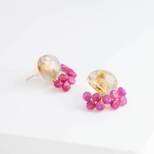Load image into Gallery viewer, Fairy oval rutilated quartz and ruby earrings
