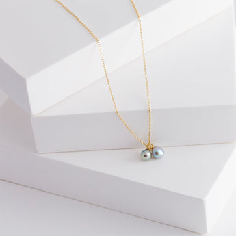 Baby Akoya pearl double pearl necklace - Kolekto 
