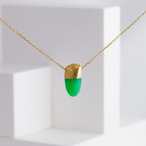 Rock chrysoprase necklace (small vertical) - Kolekto 