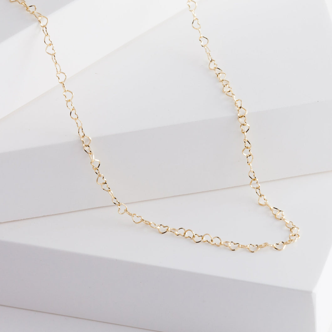 Heart chain long necklace (yellow gold) - Kolekto 