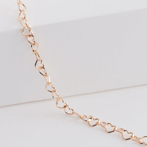 Heart chain long necklace (rose gold)