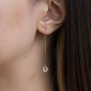 Rough stone diamond quartz drop earring - Kolekto 