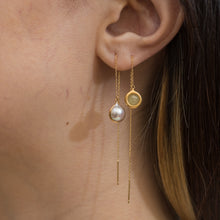 Load image into Gallery viewer, One-of-a-kind Akoya pearl sapphire drop earrings - Kolekto 
