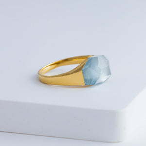 Mini rock aquamarine ring - Kolekto 
