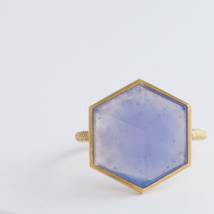 Cube blue chalcedony ring - Kolekto 
