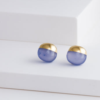 Rock blue chalcedony earrings - Kolekto 